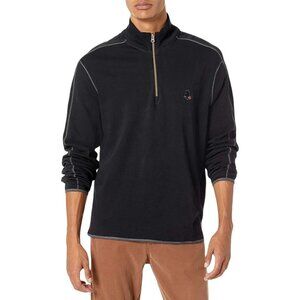 Robert Graham Mens Skull Rose Logo Half Zip Pullover Size Small in Black